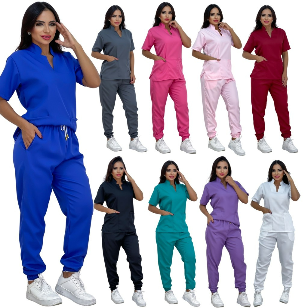 Pijama Cirúrgico Hospitalar Jogger Gola Padre Scrubs de Clínicas Oxford Premium Não Amassa em Oferta na Shopee