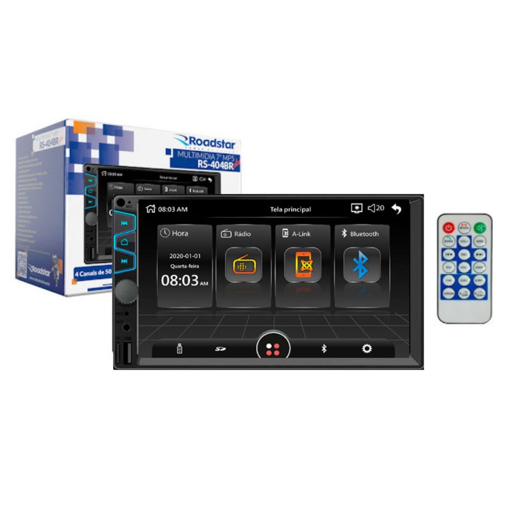 Central Multimídia Roadstar RS-404BR Plus Bluetooth USB Tela Touch 2 din 7 Polegadas MP5 em Oferta na Shopee