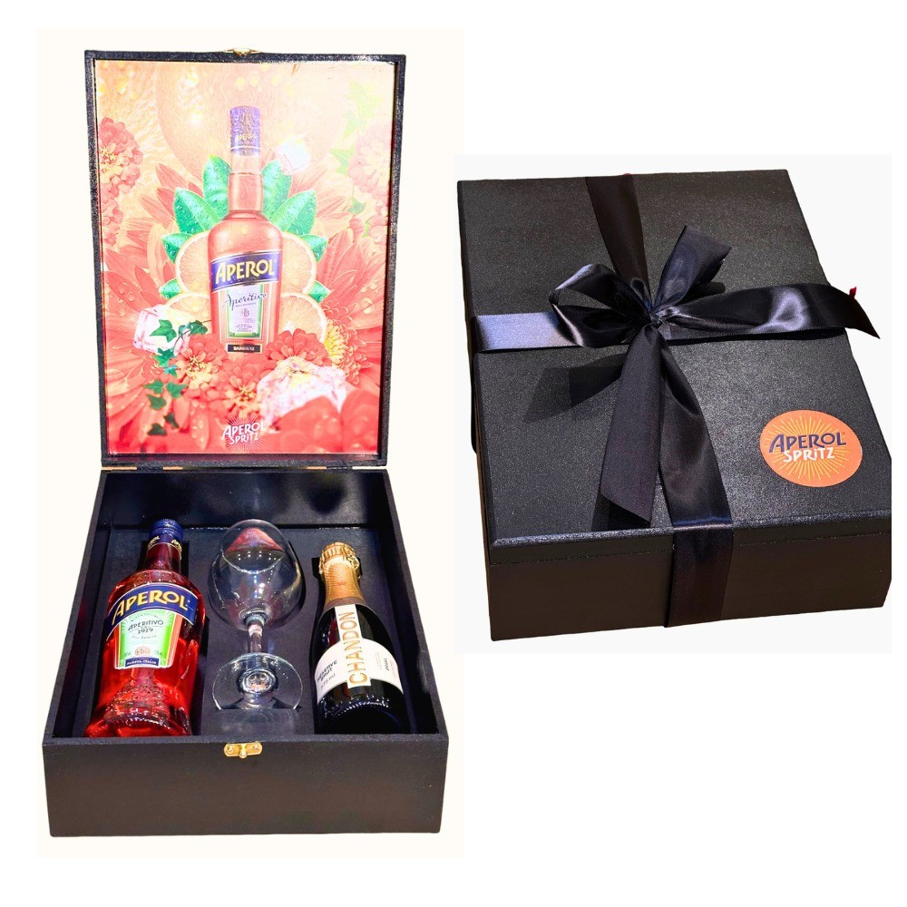 Kit Presente Aperol Spritz Espumante Chandon Brut Taça Vidro