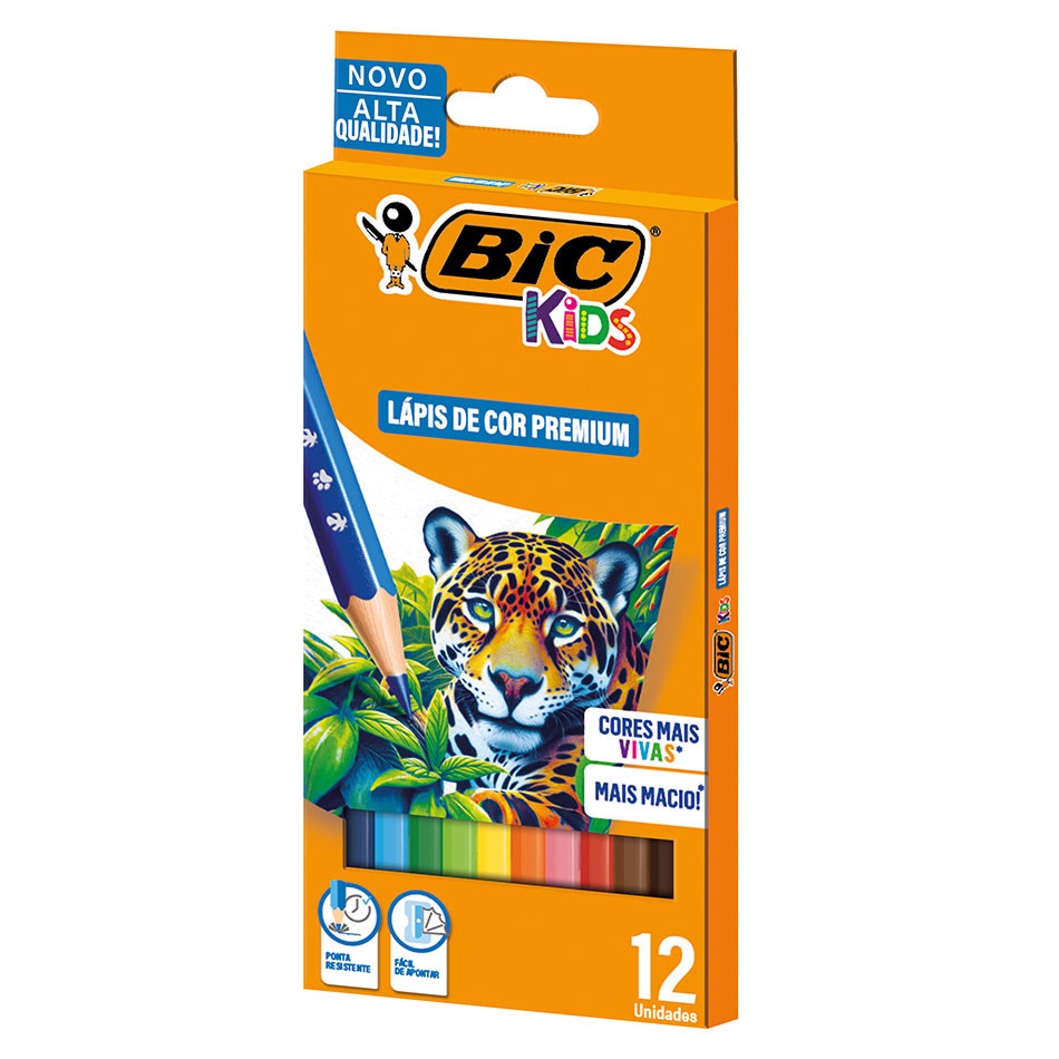 Lápis de cor 12 cores Kids Sextavado Bic - Stationery