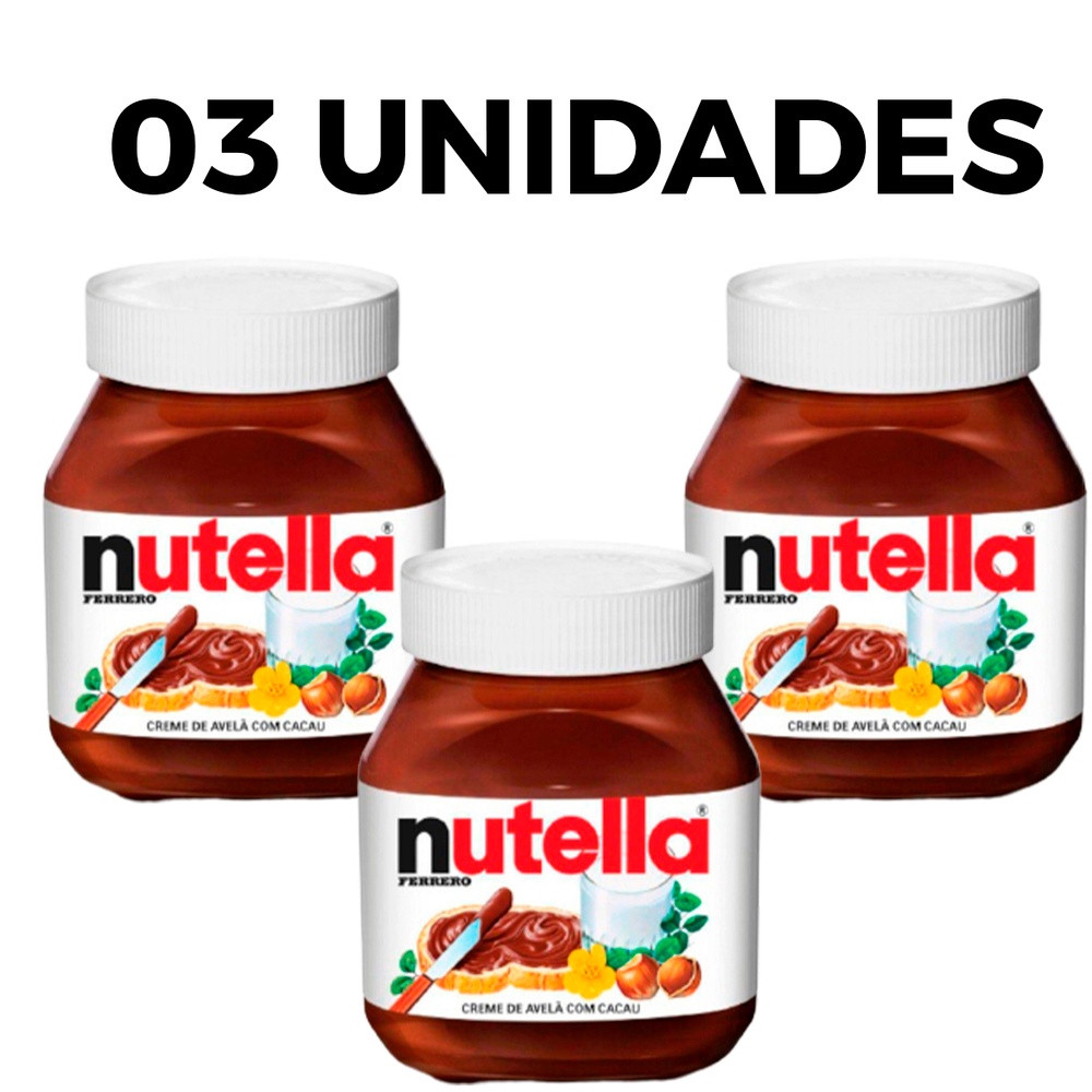 Kit 3 Potes Creme De Avelã Com Cacau 650g Nutella