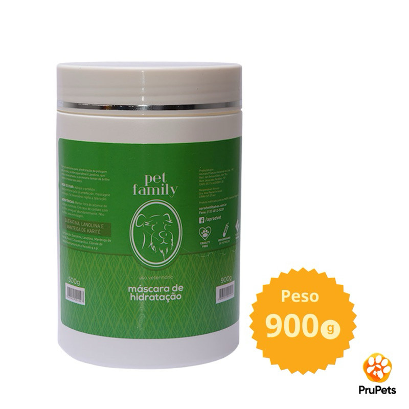 Hidratante Pet Mascara Hidratação Profunda Pet Family 900g e 500g Cães e Gatos