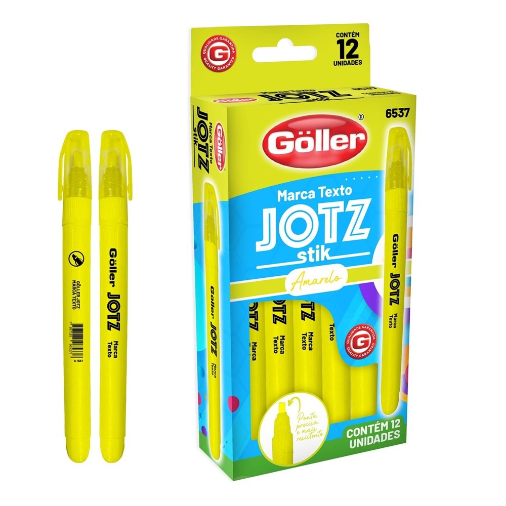 Marca Texto Jotz Stik Amarelo Caixa Com 12 Unidades Göller