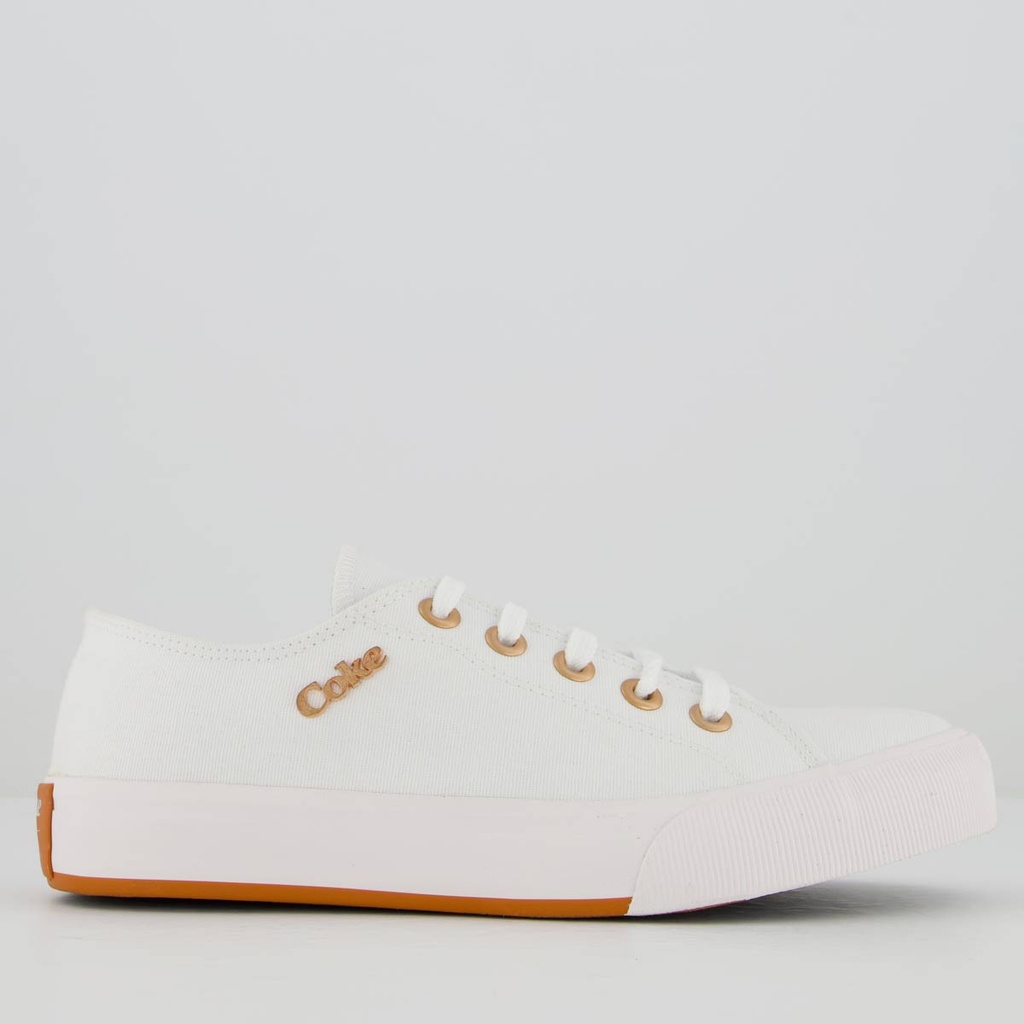 Tênis Coca Cola Sandy Canvas Feminino Branco e Cobre - Women Shoes