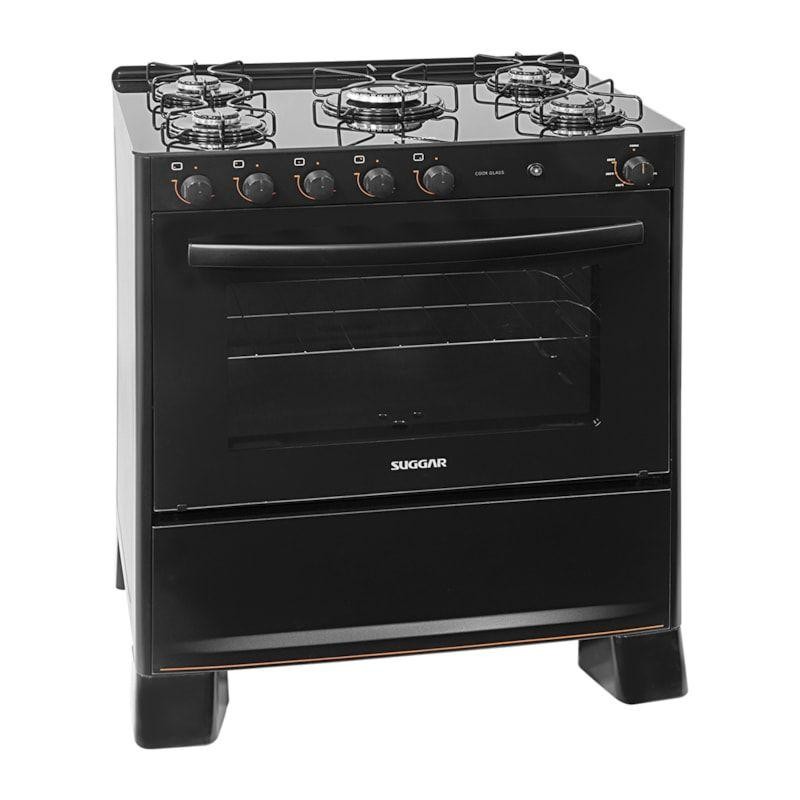 Fogão Suggar Cook Glass 5 Queimadores Preto FGVCG510PT Bivolt em Oferta na Shopee