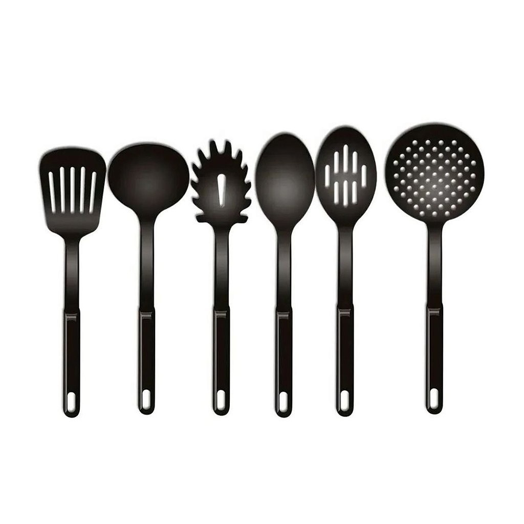 JS 6 Utensílios Cozinha Colher Concha Escumadeira Espátula Pegadores de Plástico