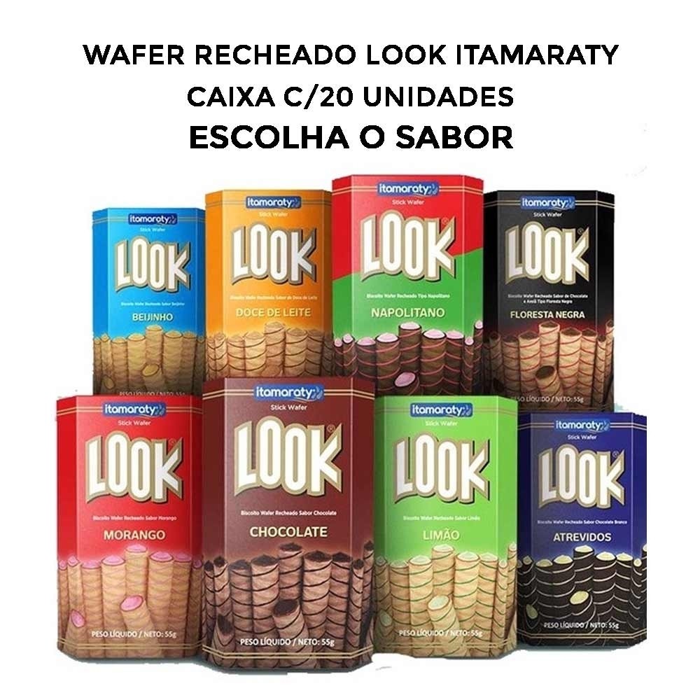 Canudinho Biscoito Tubinho de Wafer Recheado Look Caixa c/20 ESCOLHA O SABOR - Itamaraty