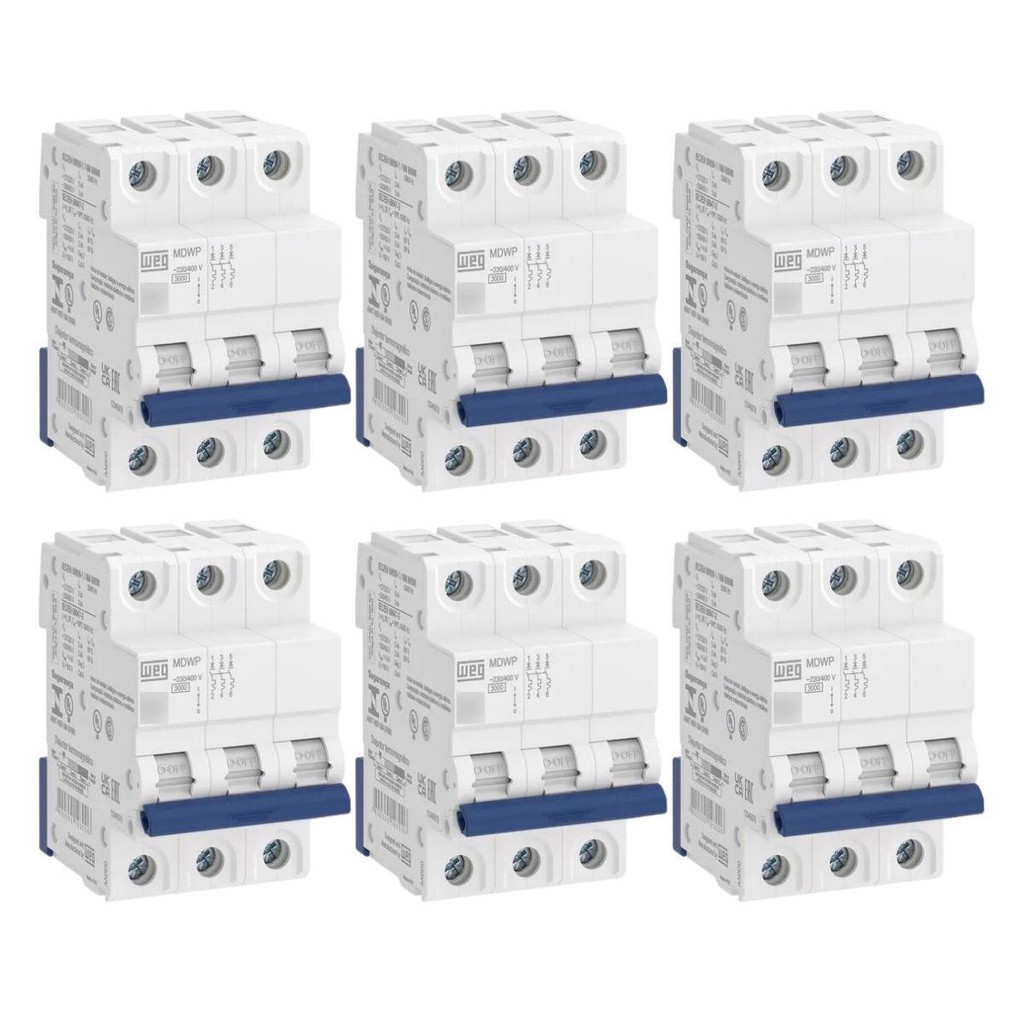 KIT 6 UNIDADES - WEG DISJUNTOR TRIPOLAR DIN 32A (MDW-C 32A 3 POLOS)