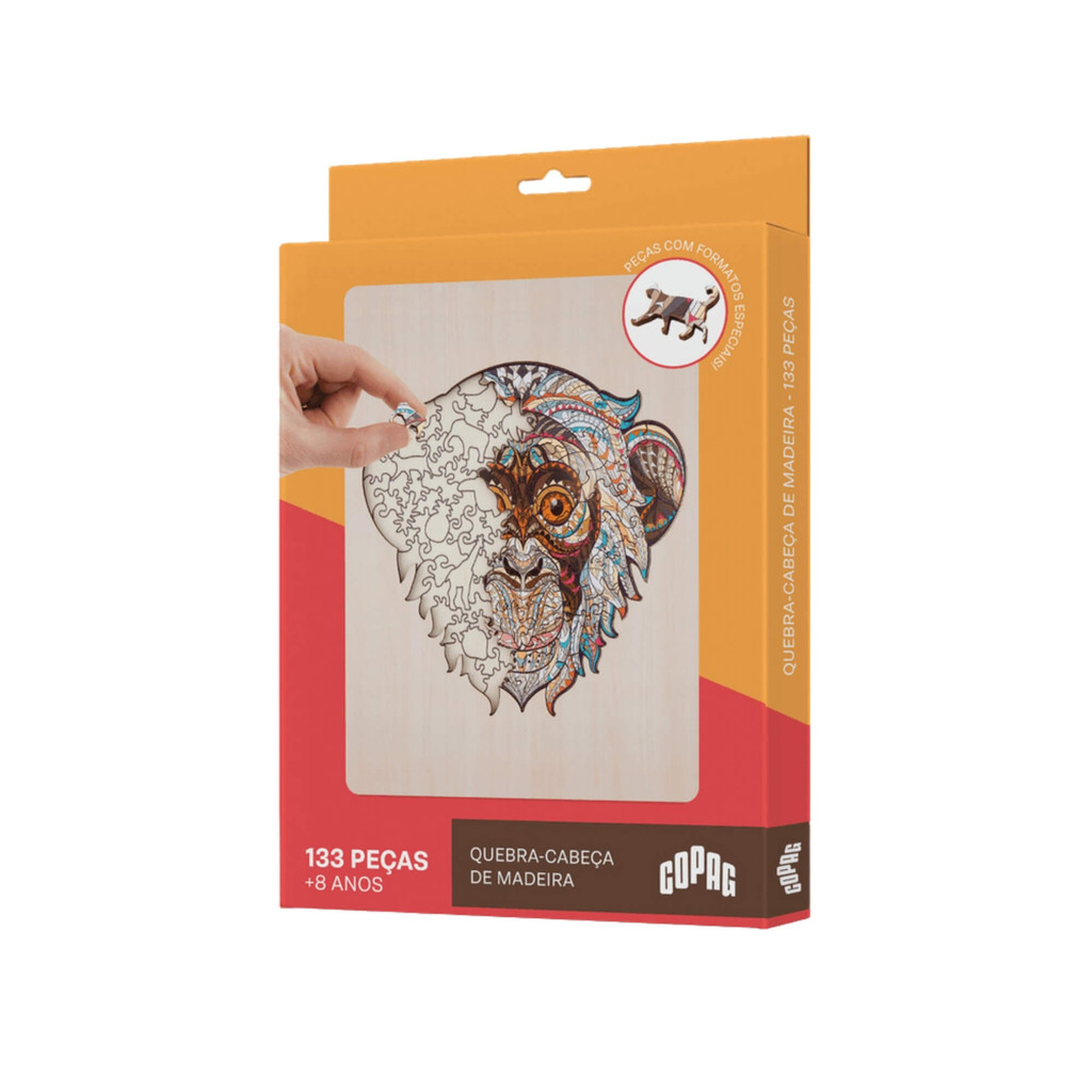 Jogo Quebra-Cabeça de Madeira Estampa Macaco com 133 Peças Copag - 33370 em Oferta na Shopee