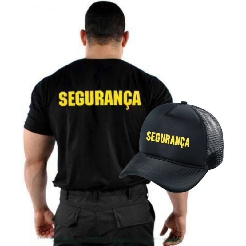 Camiseta + Boné Masculino Segurança 100% Algodão Kit em Promoção Super Promoção Envio Imediato ronyshop