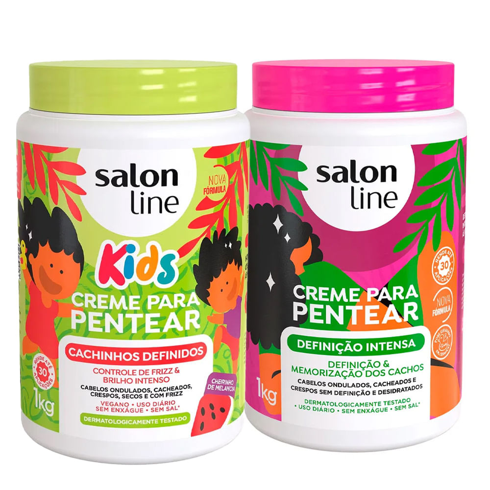 kit Salon Line Creme De Pentear Cachinhos + Creme De Penetar Definição Intensa 1Kg - Beauty
