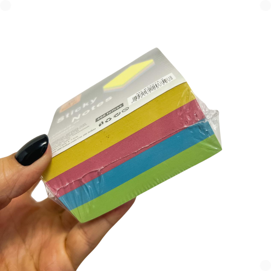 Bloco de Notas Adesivas Pastel - 7,6 x 7,6 cm - 400 folhas - Lembretes adesivos