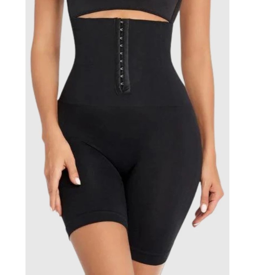 Cinta Bermuda Modeladora 2 em 1 Corset com Barbatana e Fecho Frontal