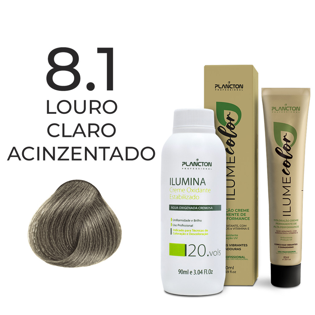 KIT ILUME COLOR PLANCTON - 8.1 LOURO CLARO ACINZENTADO + OX ILUMINA 20V
