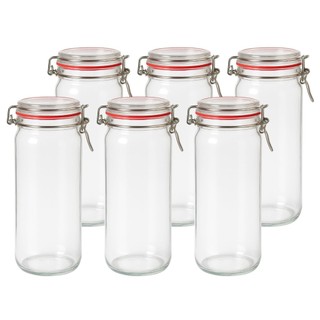 Kit 6 Pote de Vidro Hermético 1500ml Casual com Tampa Vedante e Fecho Metálico
