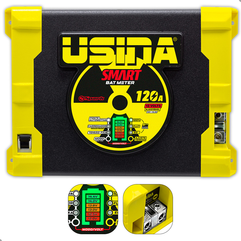 Lançamento Fonte Usina 120A Bivolt: Smart Bat Meter, 12,5-14,4V, Ideal para Som Potente e Confiável! em Oferta na Shopee