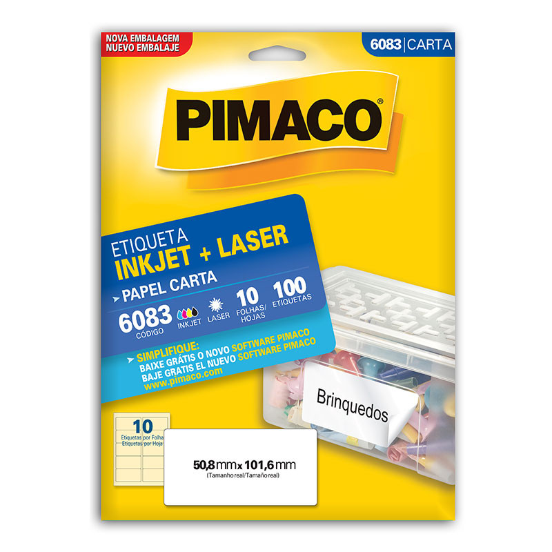 Etiqueta inkjet/laser carta 6083 com 10 folhas Pimaco em Oferta na Shopee