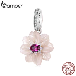 BAMOER Design Original 925 Prata Esterlina Charme Pingente De Flor Eterna DIY Para Pulseira Presentes Mulheres