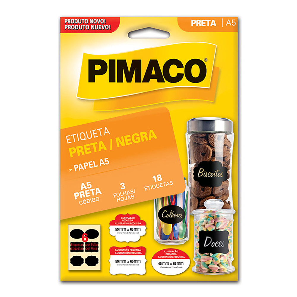 Etiqueta adesiva p/codificação sortidas preta com 3 folhas Pimaco - Stationery