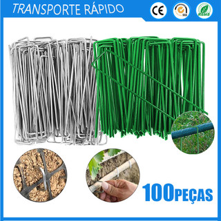 100 Peças Grampos (gancho) Para Grama Sintética, Estacas para barreira contra ervas daninhas em forma de U