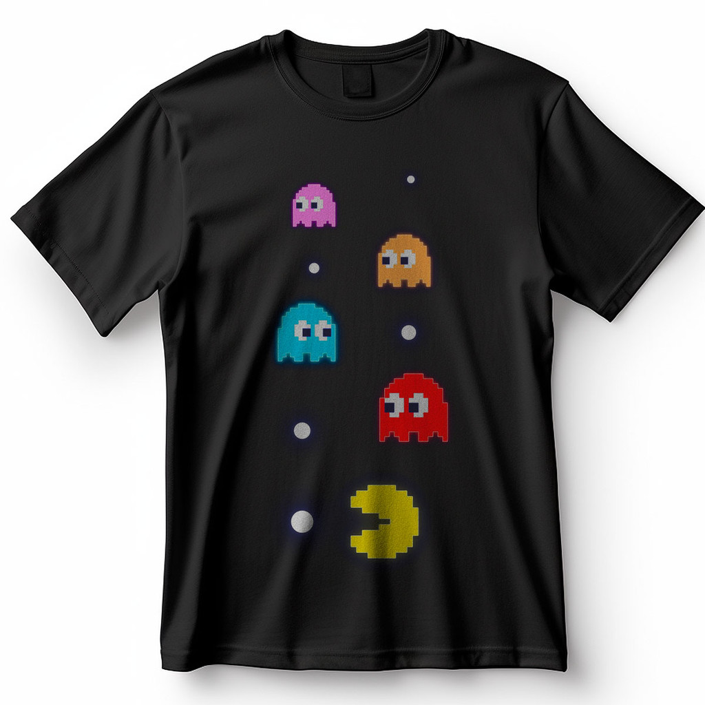Camiseta Pac-Man Fantasmas Neons Cores Brilhantes Jogo Blusa Camisa 100% Algodão