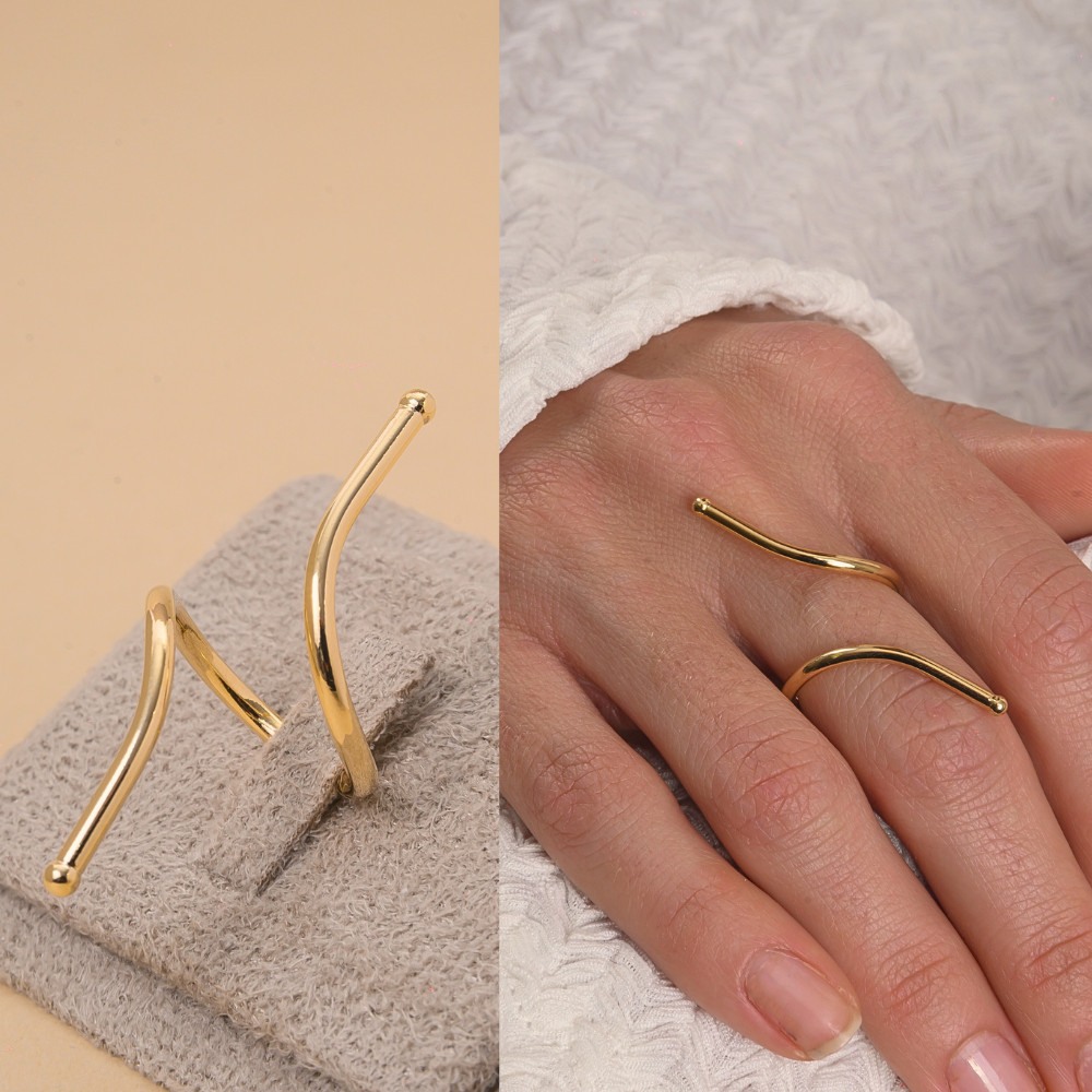 Anel com Regulagem Fio Moderno com Banho em Ouro 18k em Oferta na Shopee