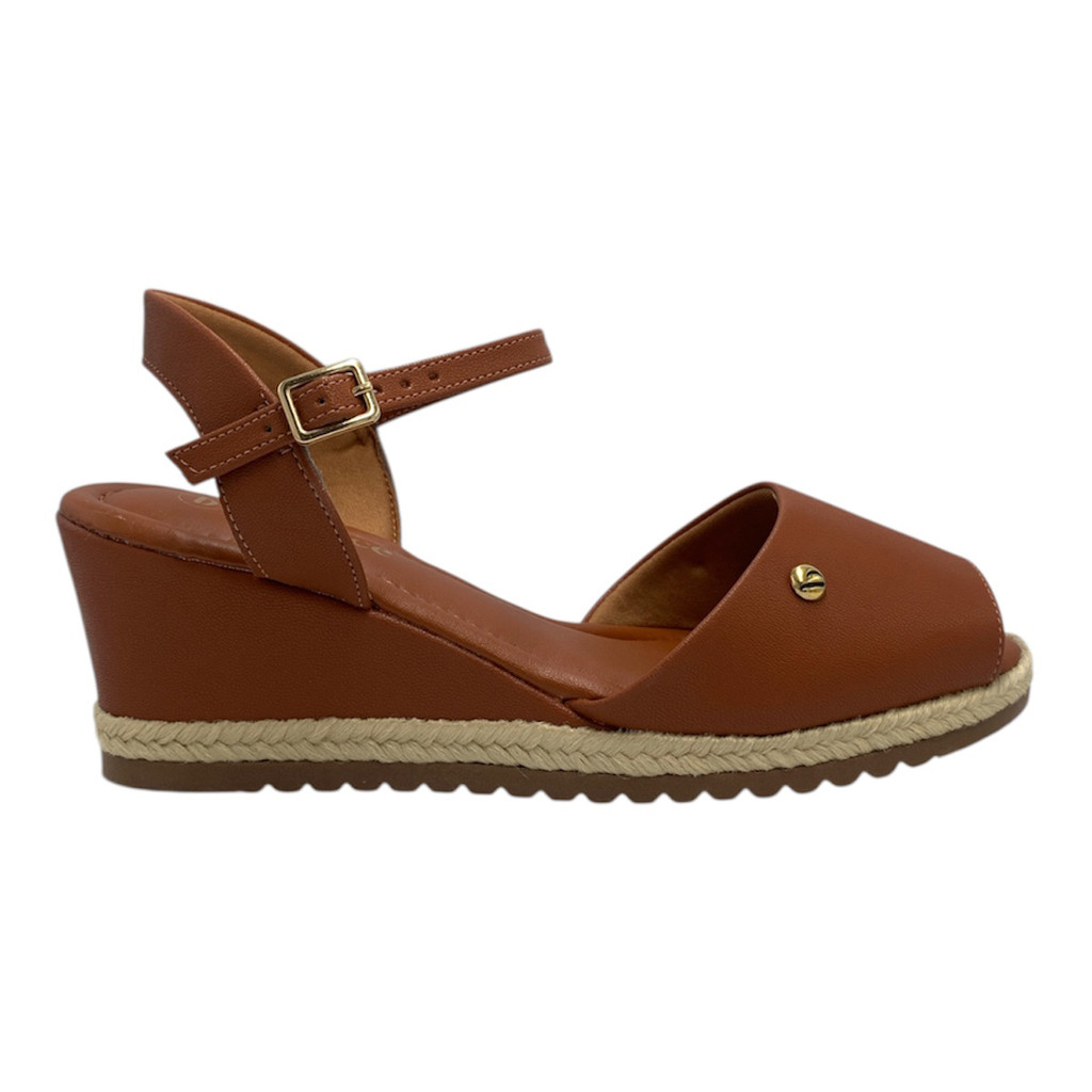 Sandalia Bebece Espadrille Marrom Salto Anabela Clássica T5828-161