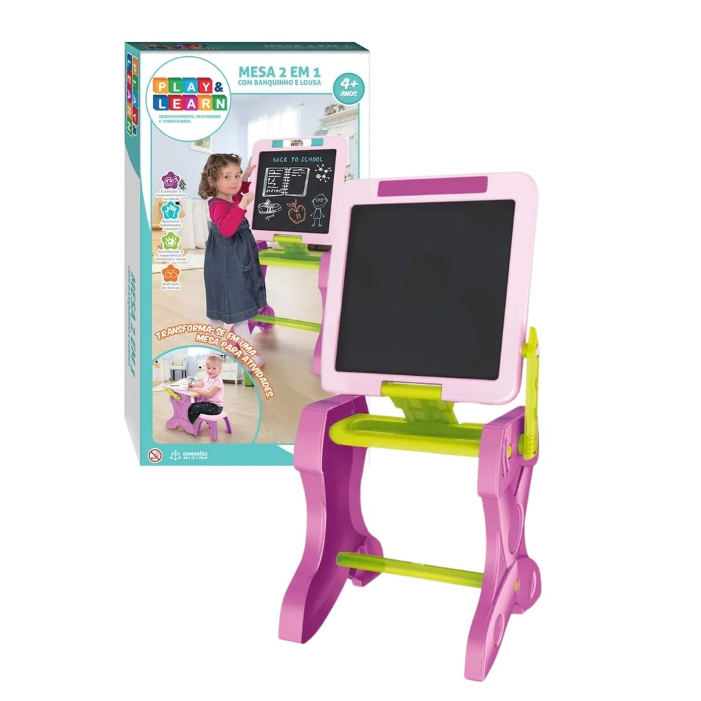 Mesa de Atividades Infantil Banquinho Play e Learn 2 em 1 Multikids BR1766 em Oferta na Shopee