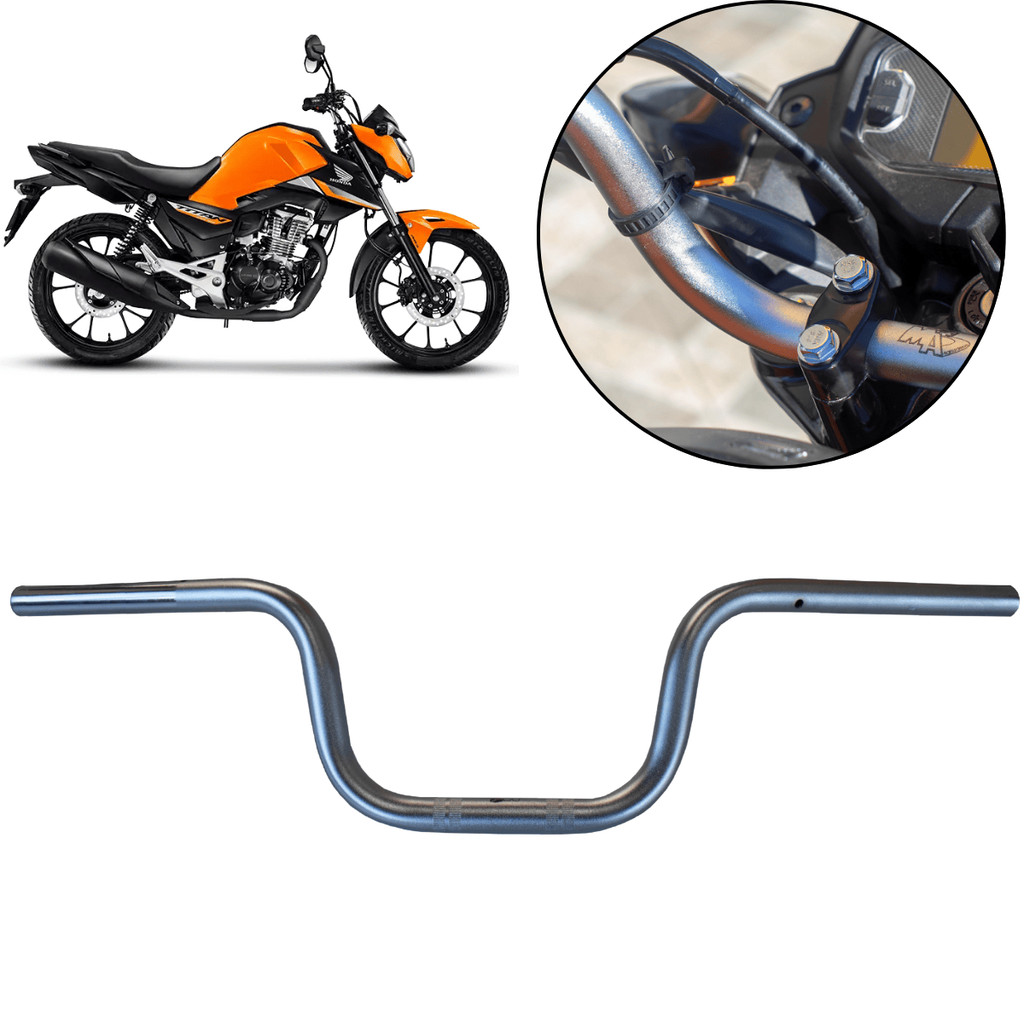 GUIDÃO CG TITAN FAN START 2025 COM ROSCA OU PESO EMBUTIDO CROMADO TEXTURIZADO METAL TEX em Oferta na Shopee