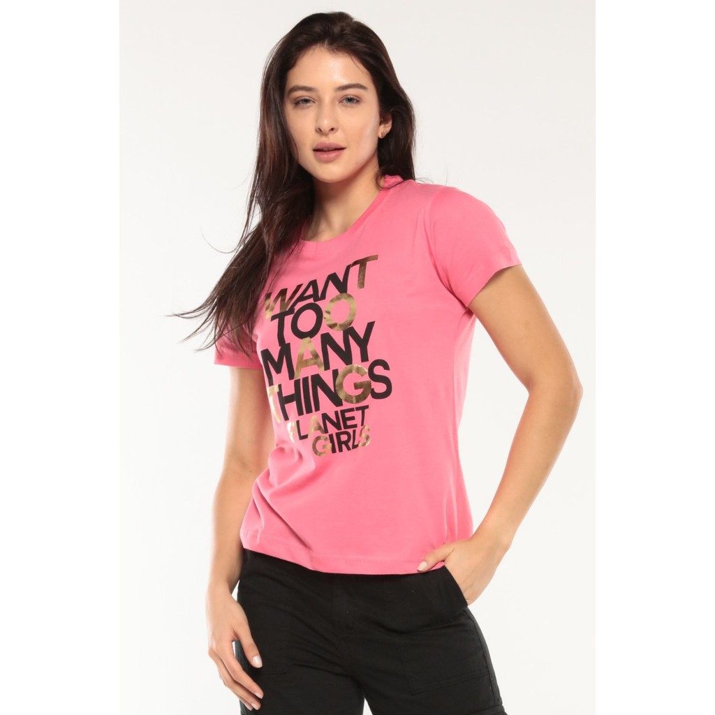 Camiseta Feminina Many Things Planet Girls Rosa Escuro - Women Clothes