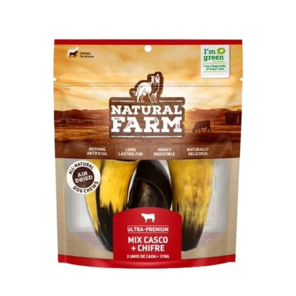 CASCO E CHIFRE BOVINO NATURAL FARM 4 UNIDADES