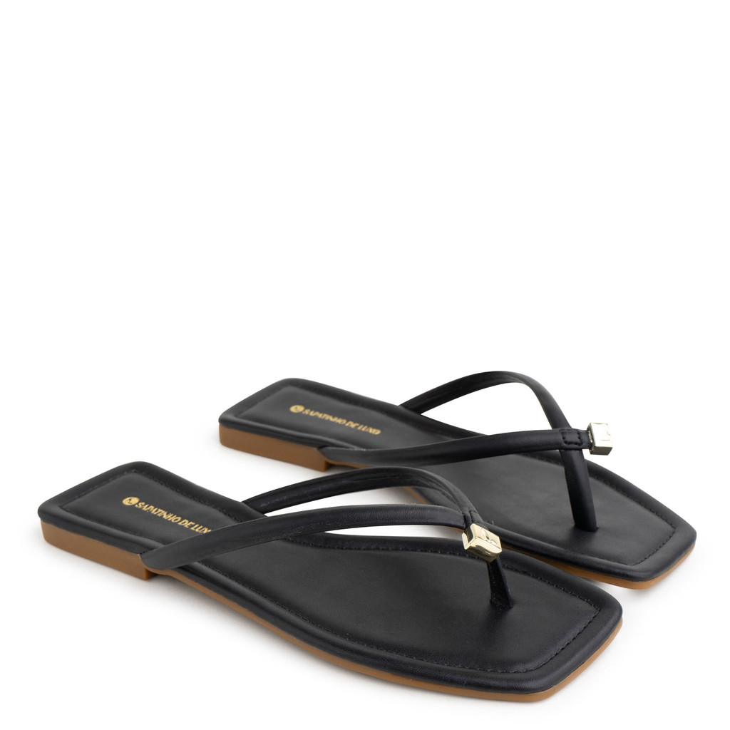 Rasteira Preto Enfeite Ouro SDL 1380.268_1 - Women Shoes