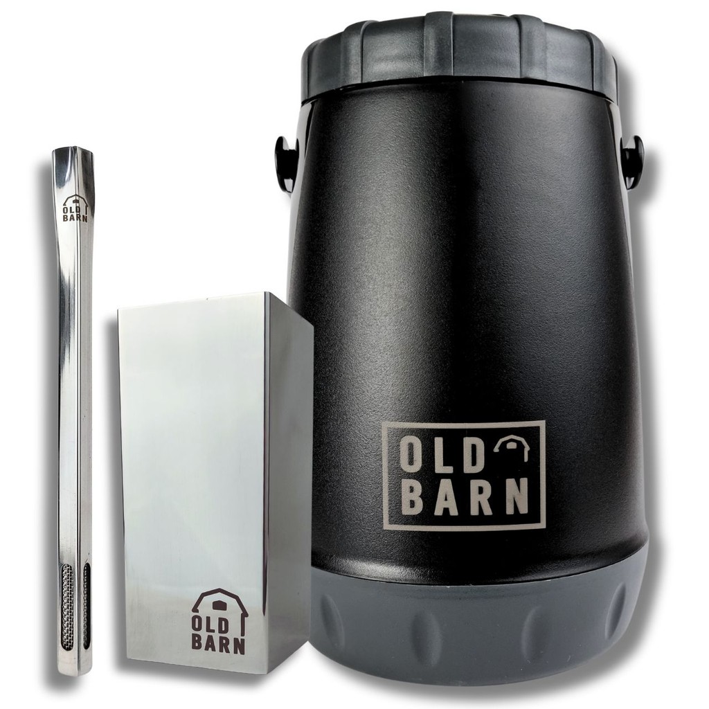 Kit Tereré Old Barn Garrafa Térmica 2,5l Copo Cuia Quadrada Inox 250ml Bomba V4 quadrada Filtro De Tela 17cm