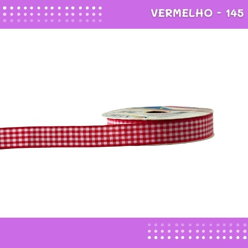 Fita Xadrez N°3 - 15mm - Rolo c/10 Mts Laços Junina Natalina COR:VERMELHO-145 em Oferta na Shopee