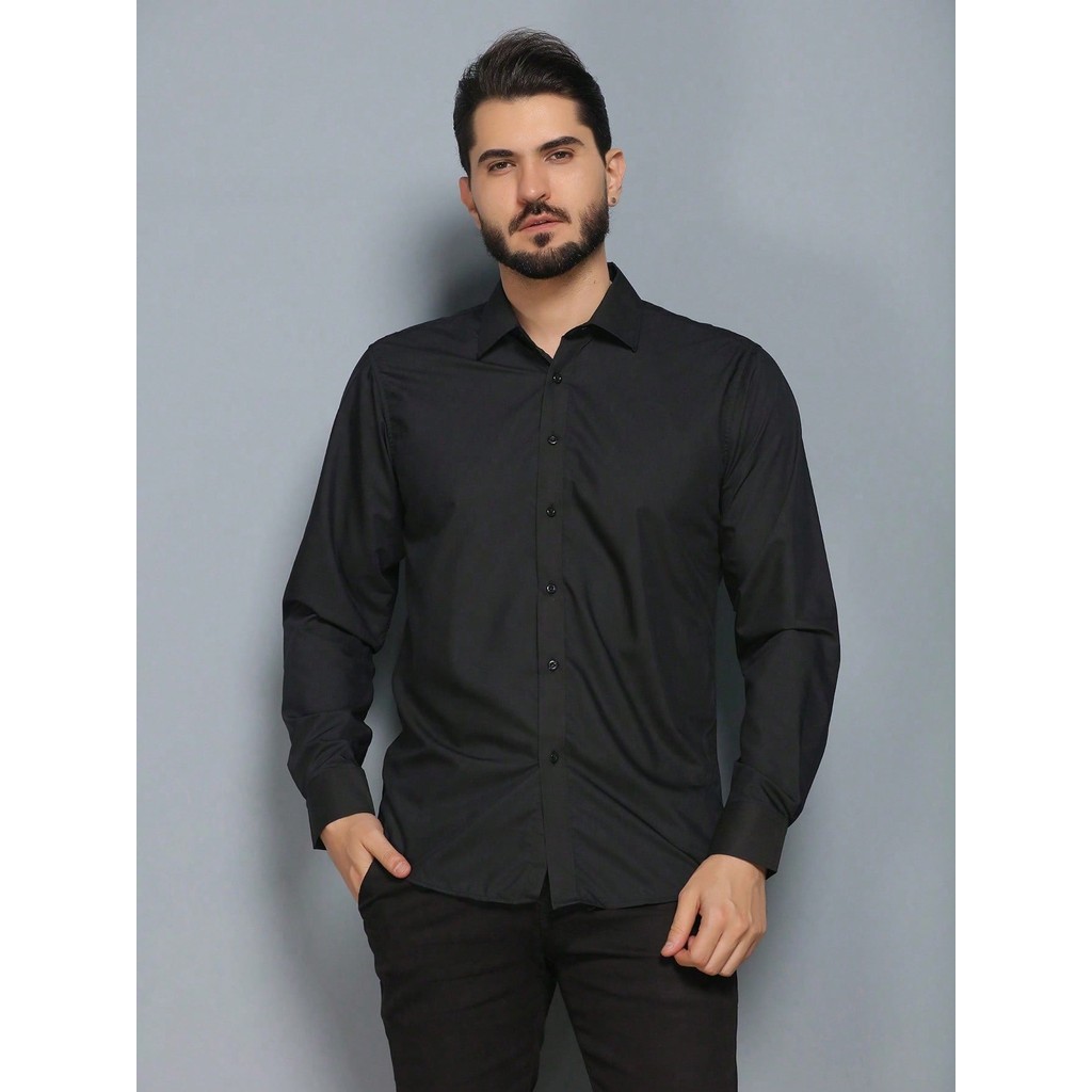 Camisa Verão Primavera Outono MasculinoMangaCompridaNegócios Formal Wear Sem Ferro Anti-rugas Fino Deslizamento Material