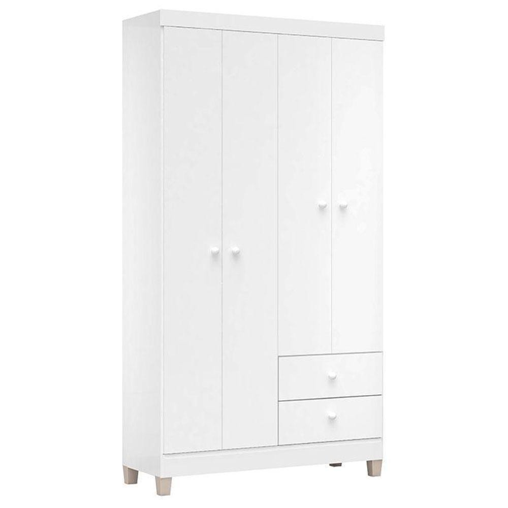 Guarda Roupa Infantil Baby Kids 4 Portas Exclusivo na cor Branco Flex – Incorplac