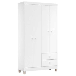 Guarda Roupa Infantil Baby Kids 4 Portas Exclusivo na cor Branco Flex – Incorplac