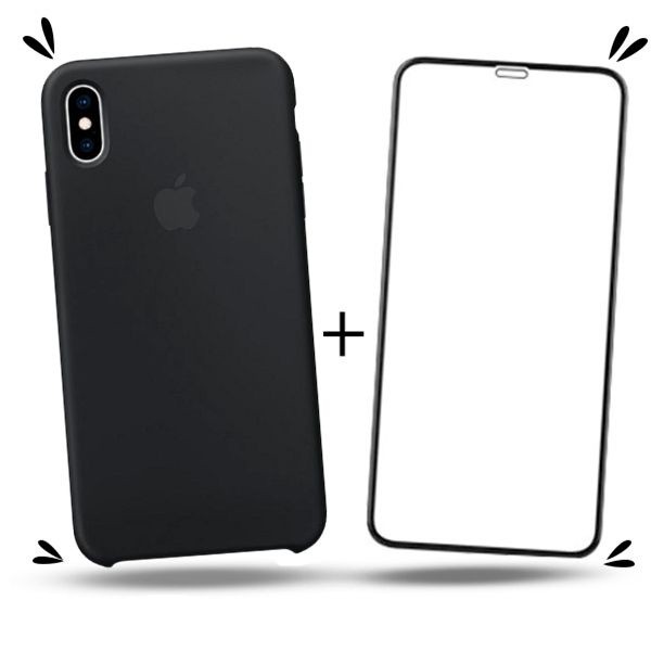 Kit 2em1 Para iPhone X / XS - Case Silicone Aveludada + Pelicula de Vidro 3D 5D Full Cover