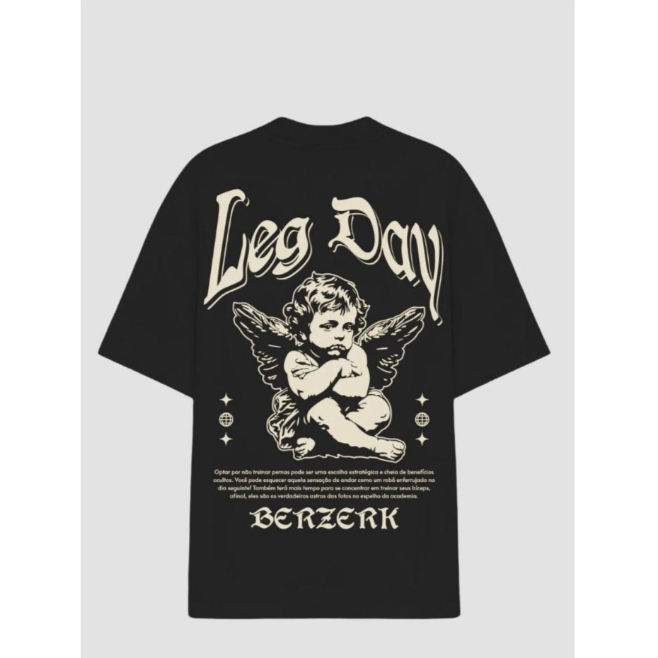 Camiseta Oversized Masculina Academia Algodão Treino Perna Motivação Bodybuilder Camisa Casual