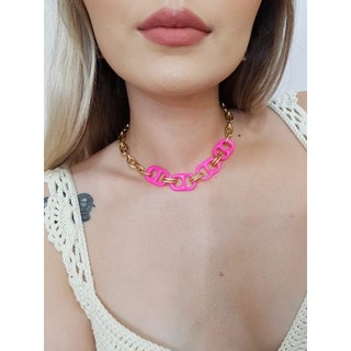 Colar Lacre de latinha Tendência cores folheado a Ouro