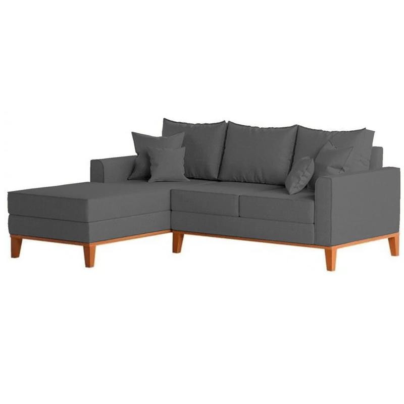 Sofá 3 Lugares Beny com Chaise Esquerdo Suede Cinza · foto 2