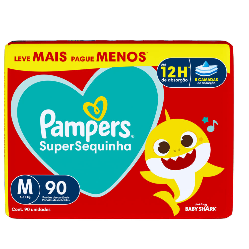 Fralda Descartável Pampers Supersequinha Jumbo M 90 Tiras - Mom & Baby
