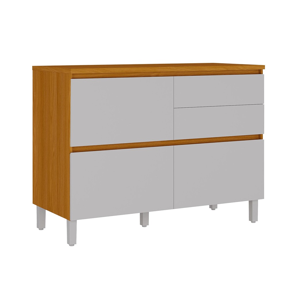 Balcão de Cozinha Itatiaia 120cm em Madeira MDF Cinamomo/Fendi Lúmina