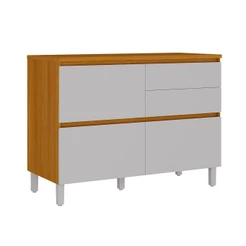 Balcão de Cozinha Itatiaia 120cm em Madeira MDF Cinamomo/Fendi Lúmina
