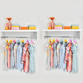 Oferta 2 Cabideiros Arara De parede Para Roupas Branco Closet 60 Cm