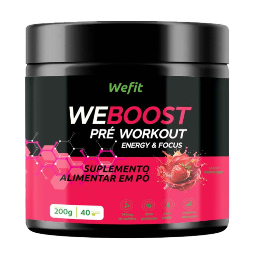 Pré-Treino Weboost Pote 200g Wefit Morango em Oferta na Shopee