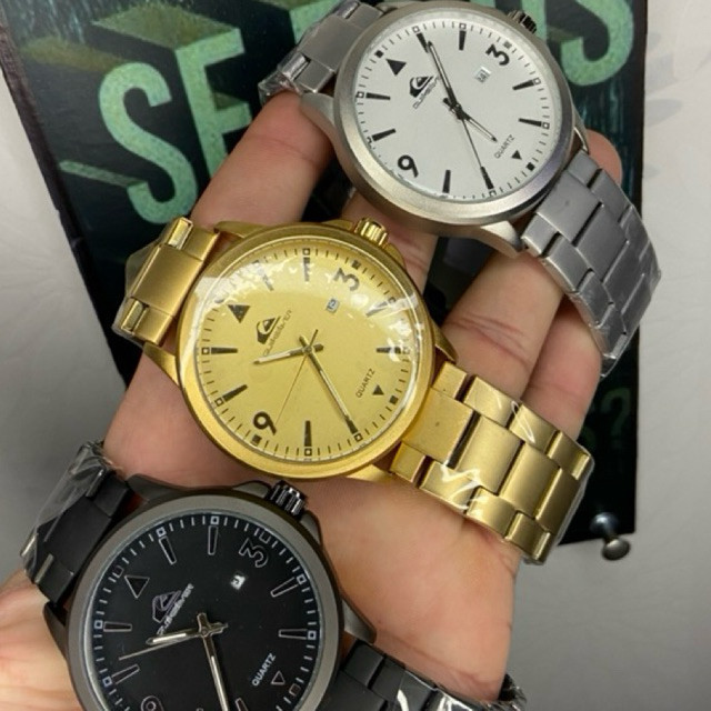 OFERTA KIT RELÓGIO MASCULINO QUIKSILVER EM AÇO INOXIDÁVEL + CORRENTE BANHADA A OURO 18K | RESISTENTE À ÁGUA COM CAIXA