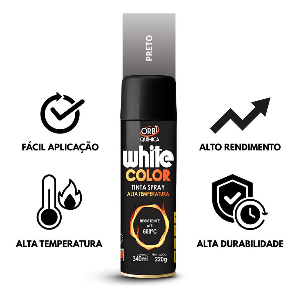 Kit 3 Tintas Spray Alta Temperatura 600c 340ml Orbi Escape Premium