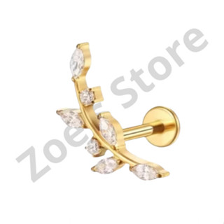 Piercing Labret Ramo 7 pedra Cravejado Aço Cirúrgico Pvd 1.2x8 Galho Pedra Zircônia Cartilagem Orelha Helix Argola em Oferta na Shopee