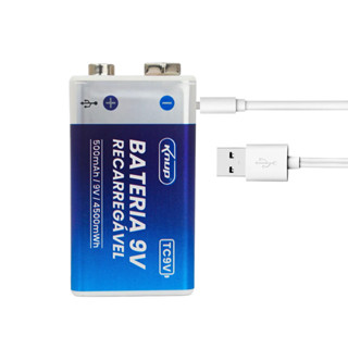 Bateria Recarregável 9V direta via USB-C 500mAh Knup TC9V em Oferta na Shopee